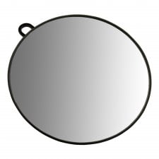 Black Handed Round Mirror