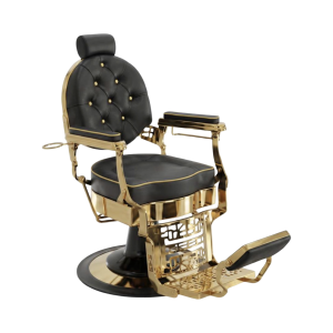 Modish Luxury Vintage Black & Gold-Plated Barber Chair