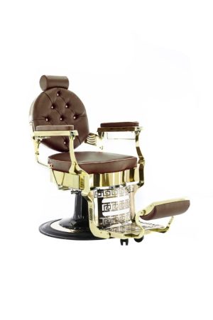 Barber Chair Brown & Gold
