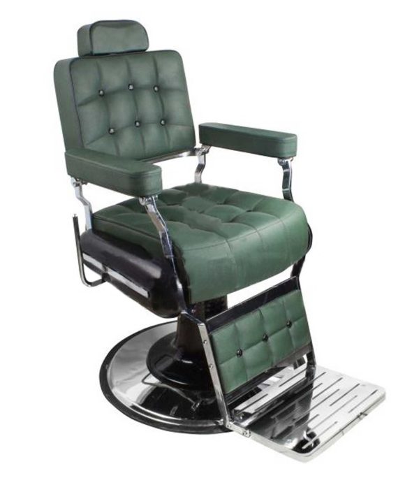 Barber Chair Green & Chrome steel
