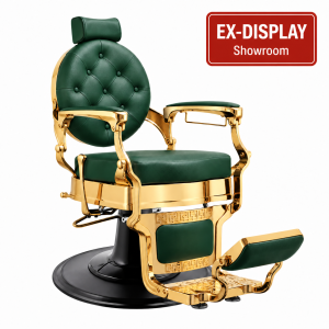 Modish Professional Barber Chair – Green & Gold (Ex-Display)