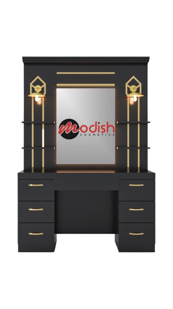 Modish Black Barber Unit With gold Line