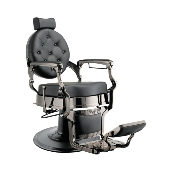 Modish Professional Barber Chair – Black & Black Chrome