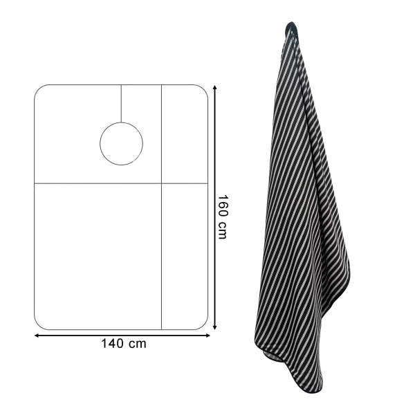 Barber Hairdressing Hair Cutting Cape & Gown Stripes (Black And White) - Image 2