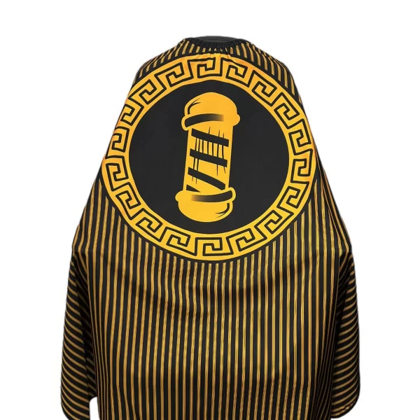 Barber Hairdressing Hair Cutting Cape & Gown Barber Pole Pattern (Yellow)