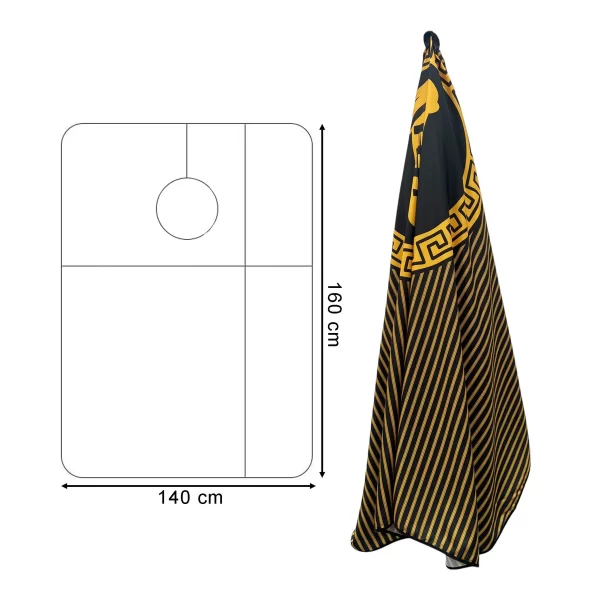Barber Hairdressing Hair Cutting Cape & Gown Barber Pole Pattern (Yellow) - Image 3