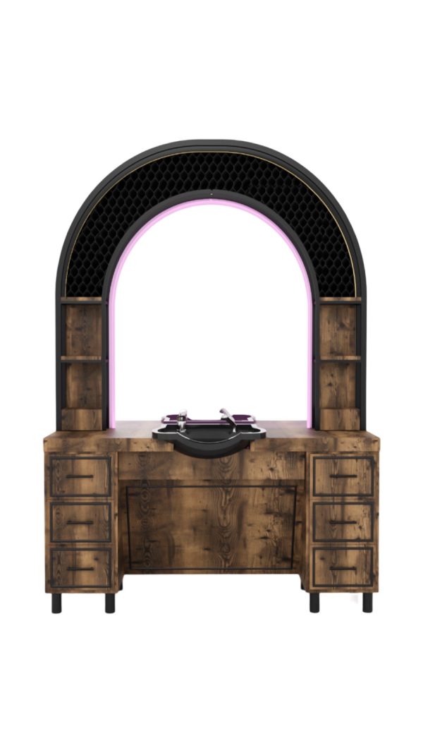 Modish ArchMaster Rustic Wood Barber Unit With Sink