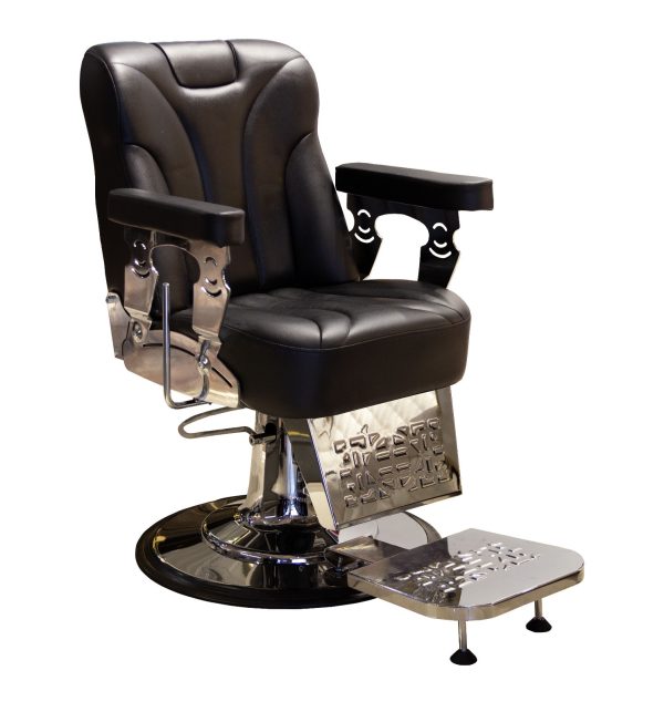 Modish Classic Barber Chair With Chrome Detailing (Black)