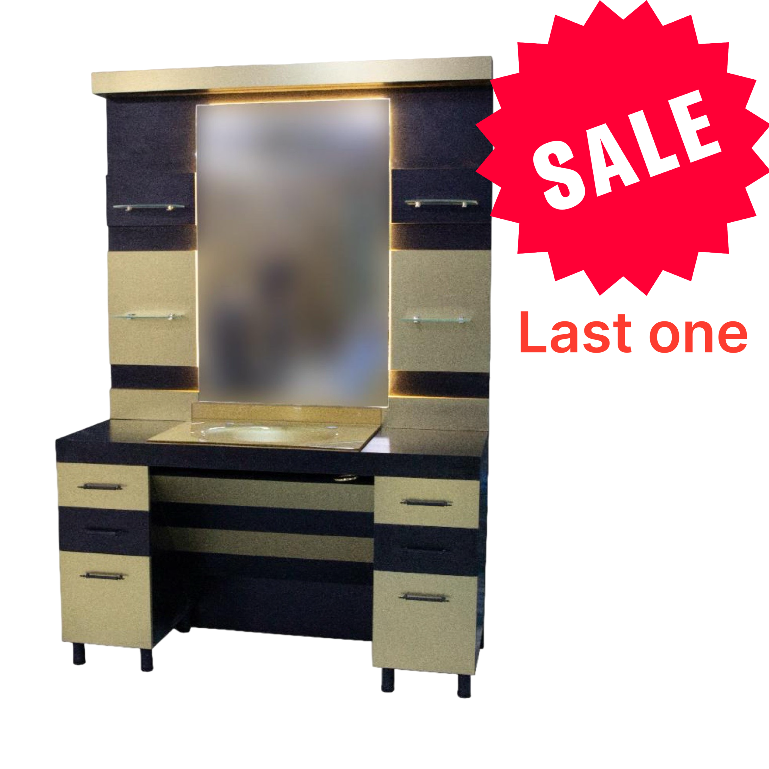 Modish Deluxe Barber Station with Integrated Gold Sink