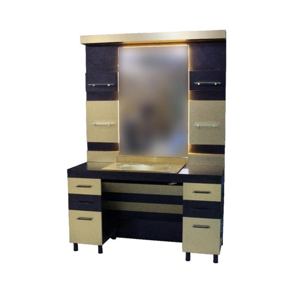 Modish Deluxe Barber Station with Integrated Gold Sink