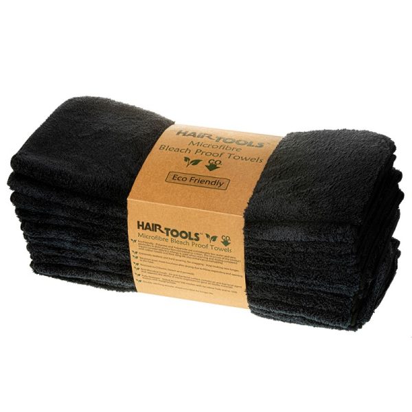 Hairtools Microfibre Bleach Proof Towels Black (Pack Of 12)