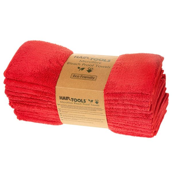 Hairtools Microfibre Bleach Proof Towels Red (Pack Of 12)