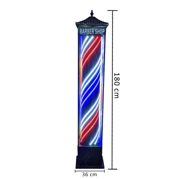 Floor Barber Pole Lantern Style Digital Led Light 1.8m (Black)