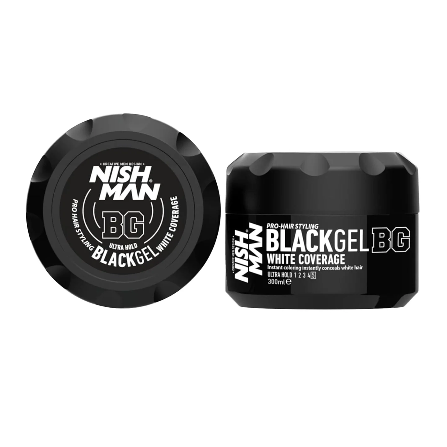 Nishman Hair Styling Black Gel BG White Coverge 300ml