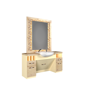 Modish Urban Mosaic Barber Station Barber Unit with Ceramic Sink & Stone Finish