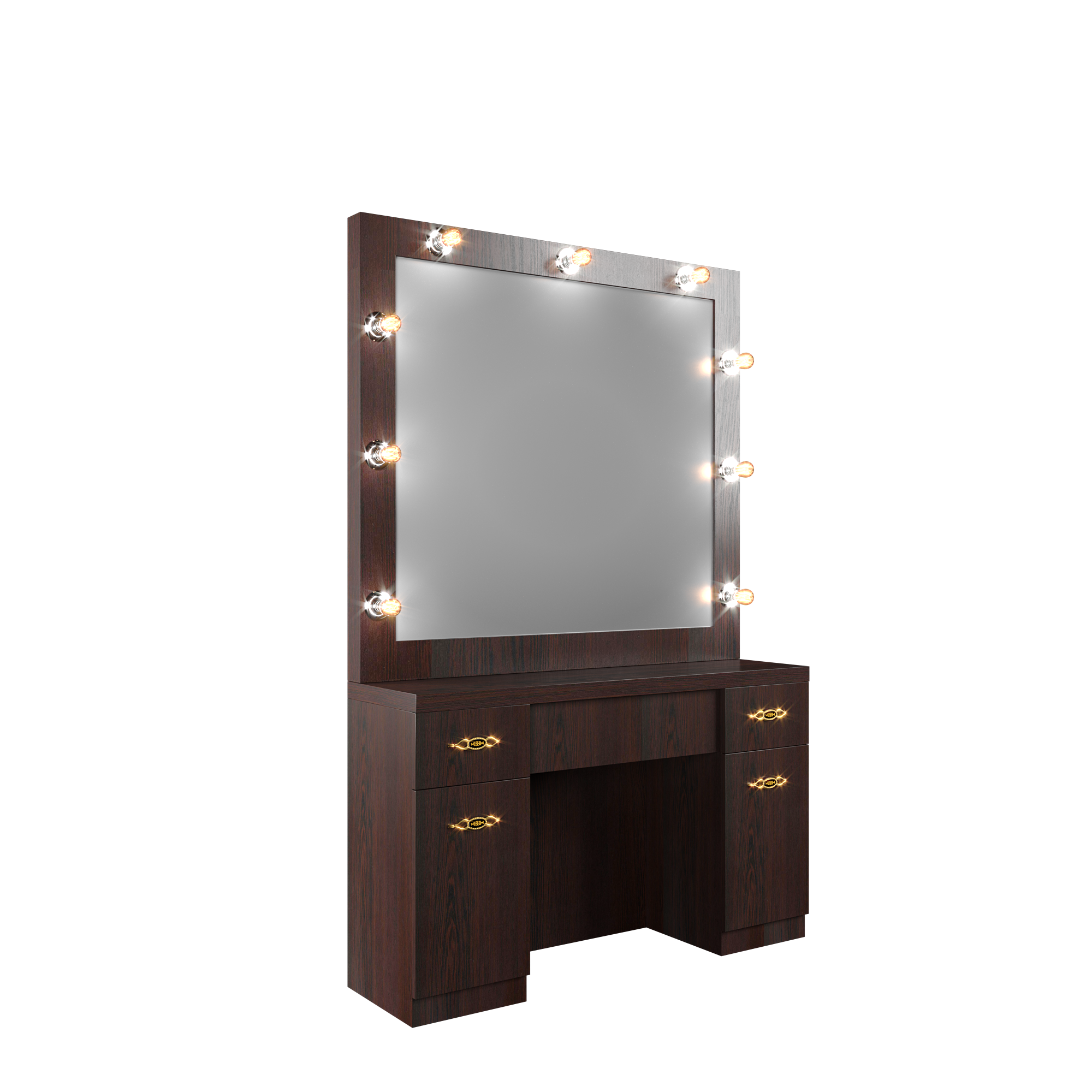 Modish Broadway Unit Glam Vanity with Light Bulb Mirror