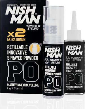 Nishman Hair Styling Powder P0 - Sprayed Powder 20g + Refill 20g - Maximum Volume Boost and Texture