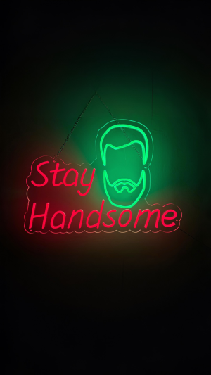 Modish LED Neon “Stay Handsome” Barber Sign