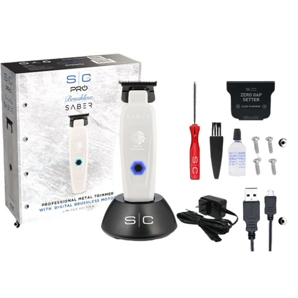 Gamma+ Stylecraft SC Saber Cordless Metal Trimmer – White (Limited Edition) - Image 4