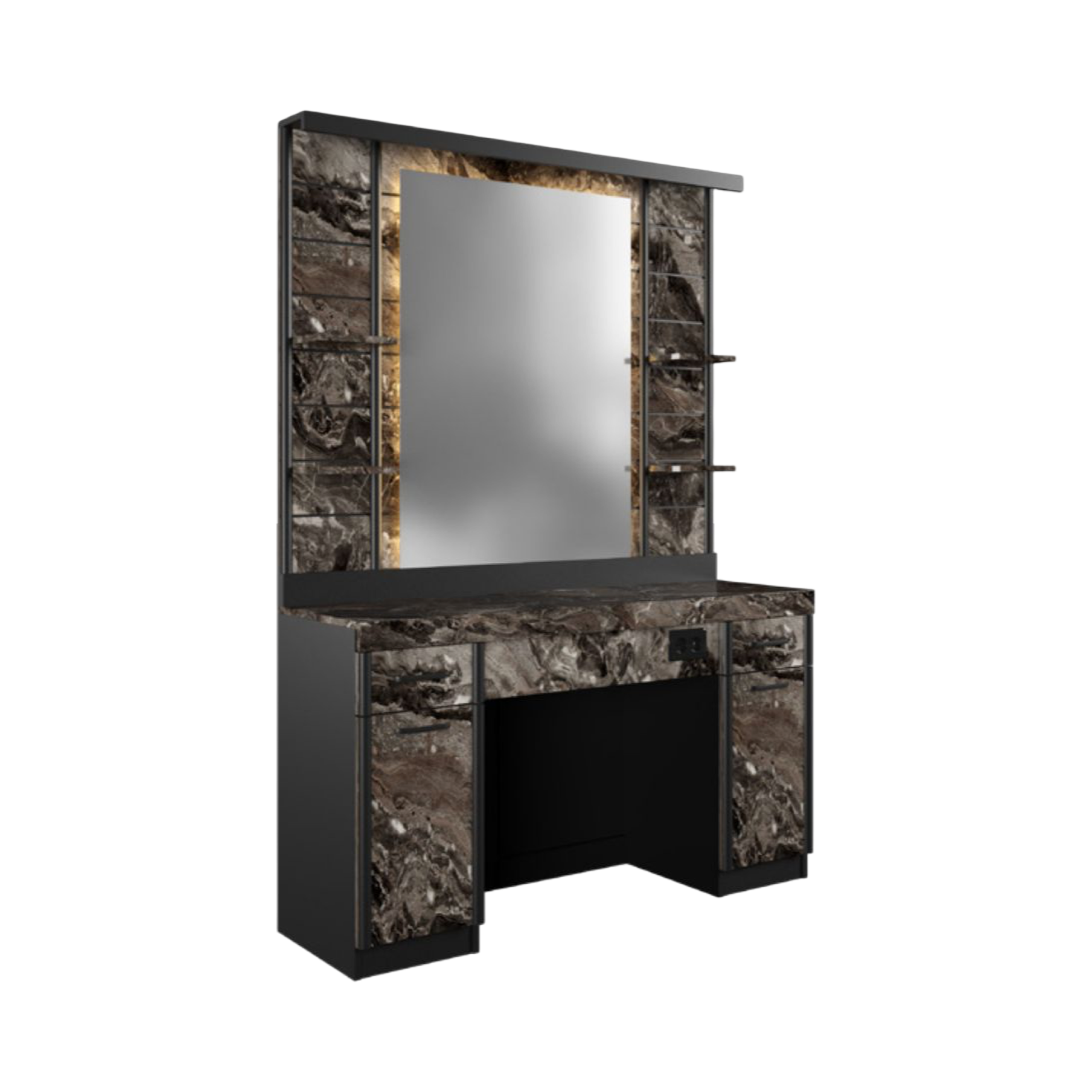 Modish Obsidian Marble LED Barber Unit