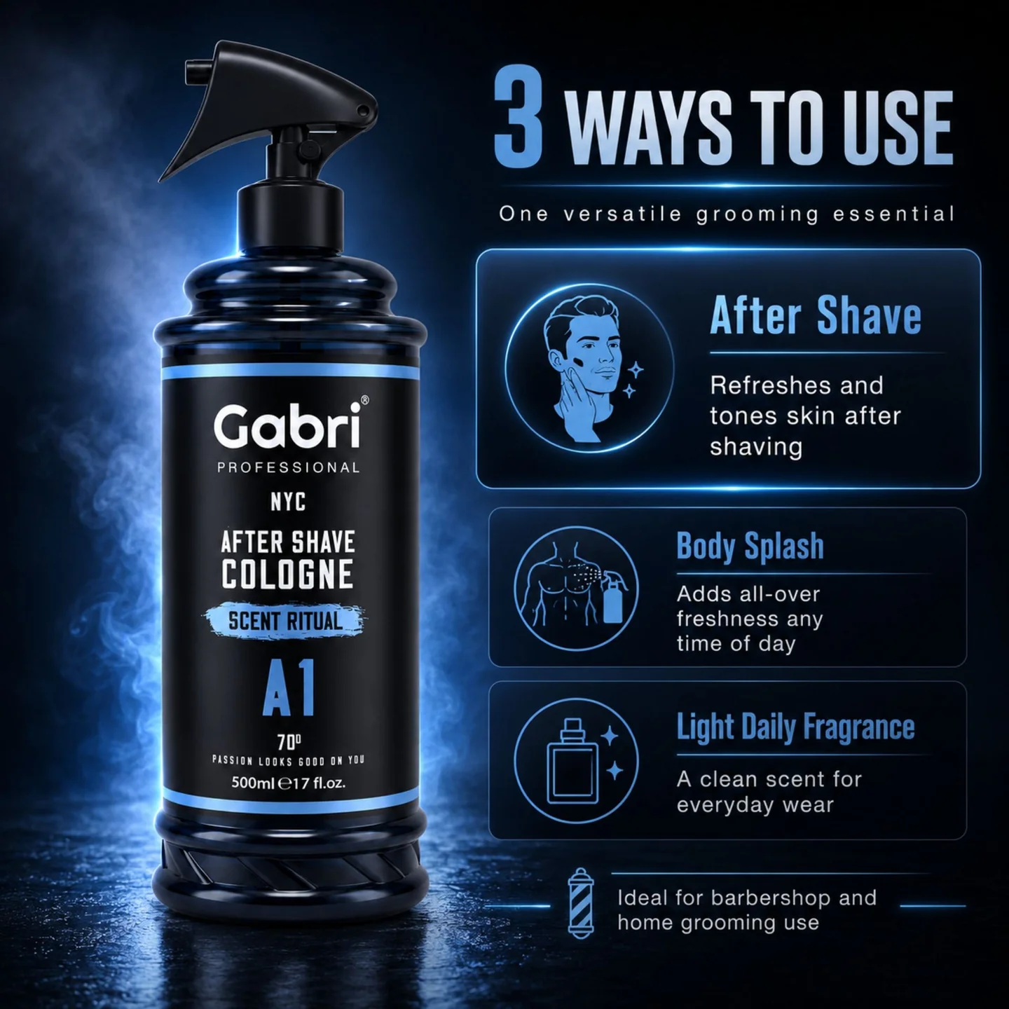 Gabri Professional - A1 After Shave Cologne Scent Ritual 500ml - Image 5