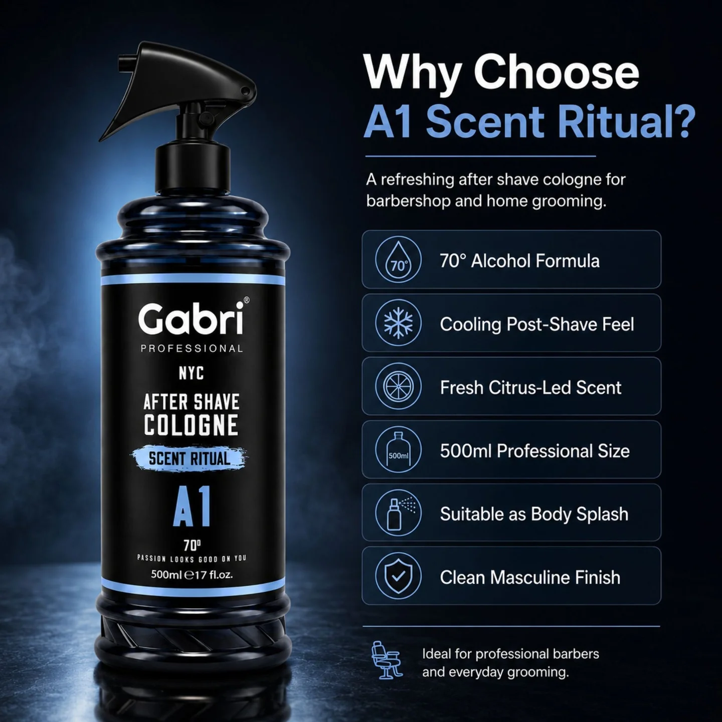Gabri Professional - A1 After Shave Cologne Scent Ritual 500ml - Image 6