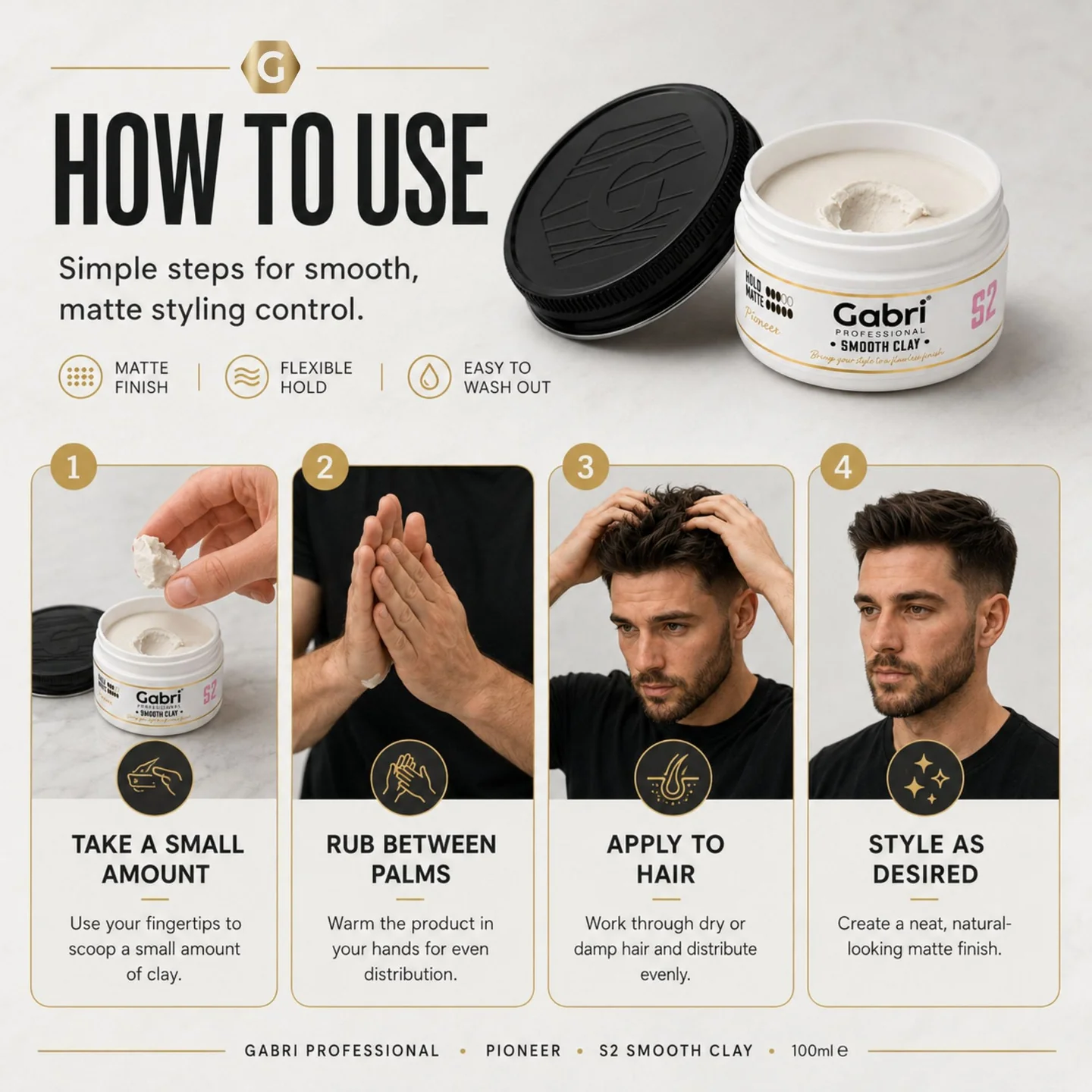 Gabri Professional - S2 Smooth Clay Pioneer Matte 100ml - Image 6