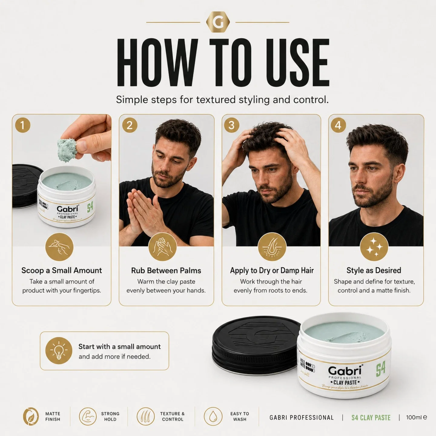Gabri Professional - S4 Clay Paste Sea Salt 100ml - Image 6