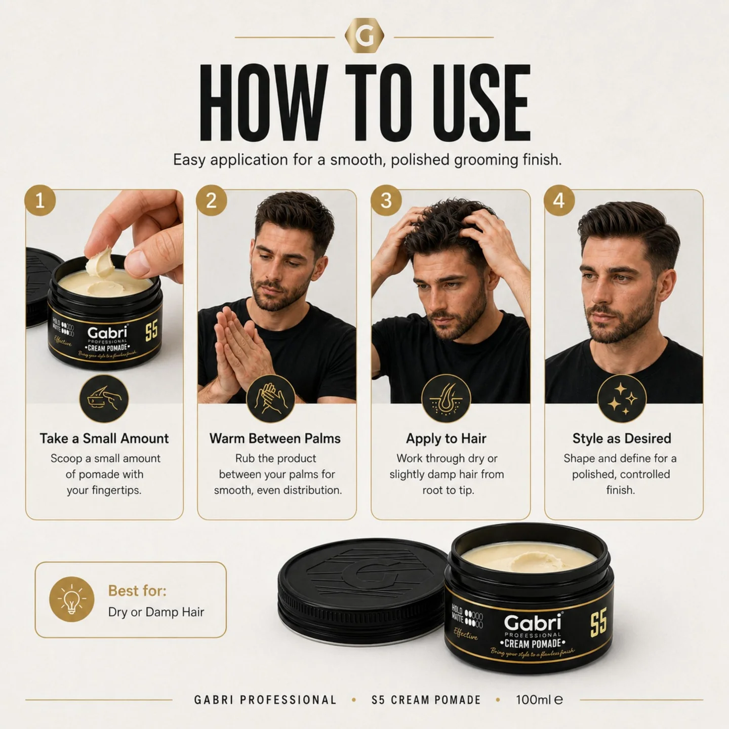 Gabri Professional - S5 Cream Pomade Effective Hold 100ml - Image 6