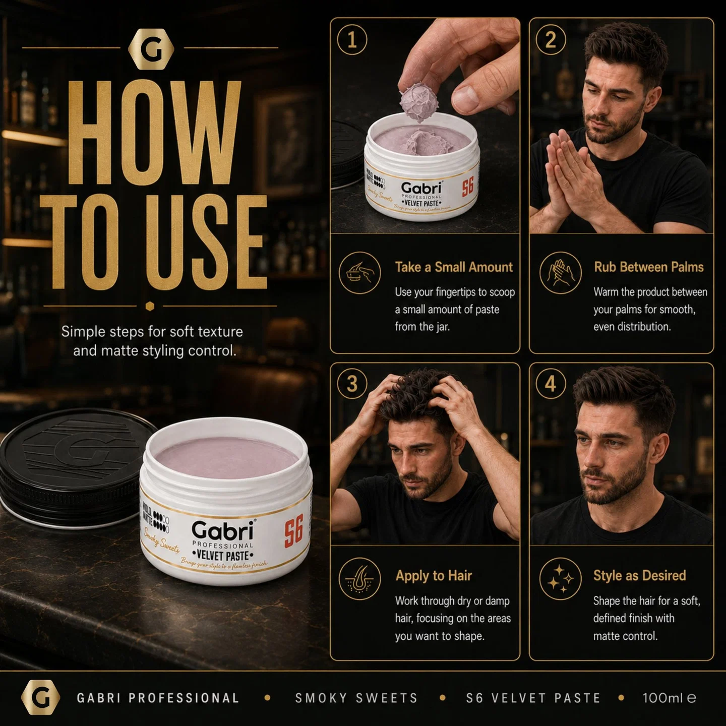 Gabri Professional - S6 Velvet Paste Smoky Sweets Matte 100ml - Image 6