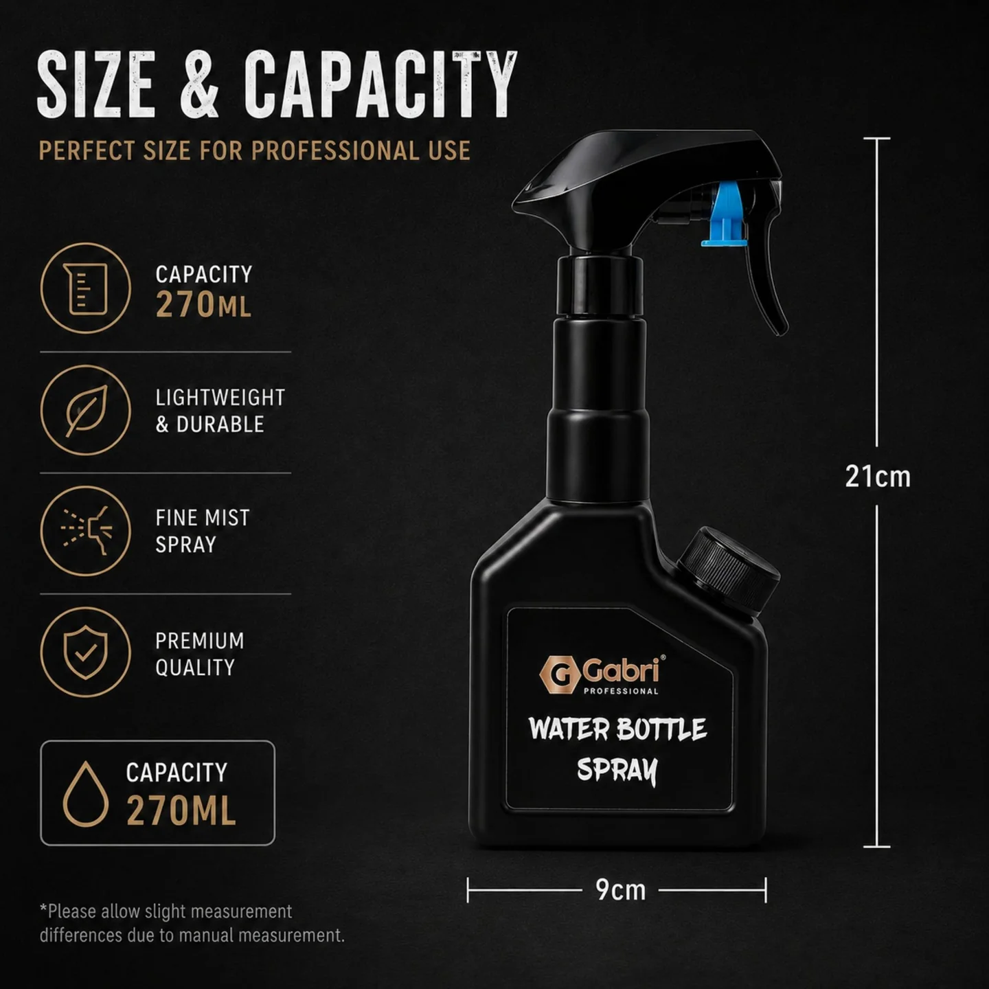 Gabri - Water Bottle Spray Black 270ml - Image 5