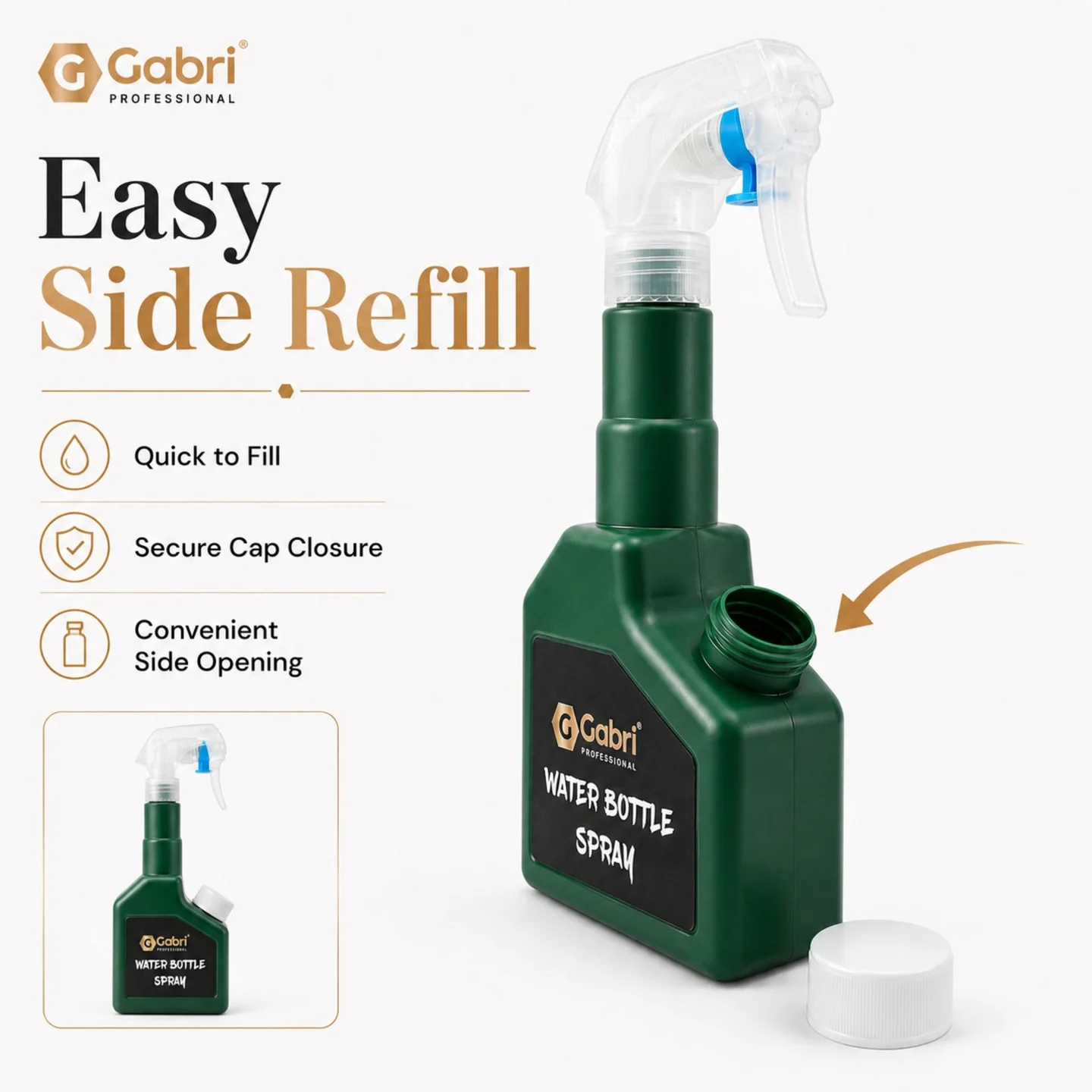 Gabri - Water Bottle Spray Green 270ml - Image 3