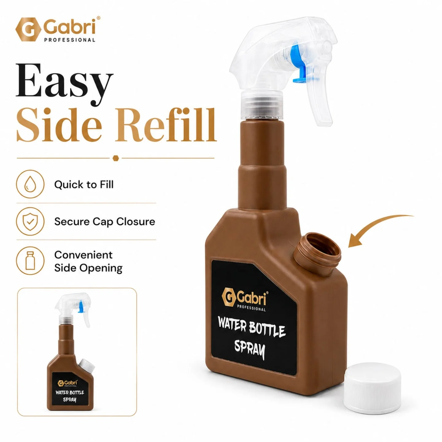 Gabri - Water Bottle Spray Brown 270ml - Image 3