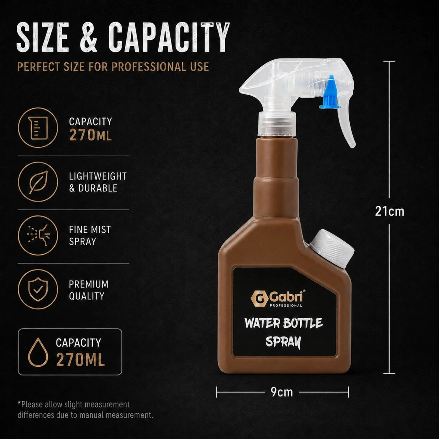 Gabri - Water Bottle Spray Brown 270ml - Image 5