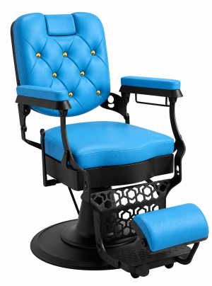 Modish Regal Blue Luxury Barber Chair – Gold Button Edition