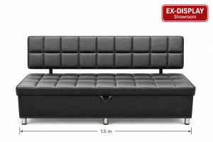 Modish Square Quilted Storage Sofa Bench – Black, 1.5 m (Ex-Display)